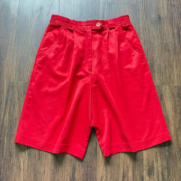 Vintage Lily’s of Beverly Hills Red Pleated Shorts Women’s Sz 8 USA - Picture 1 of 7